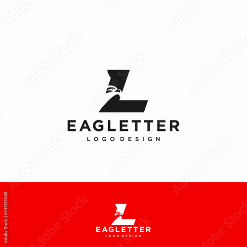Letter L eagle head logo black vector color and red background art