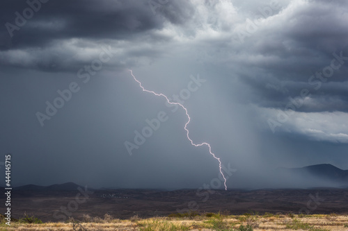 Lightning storm with heavy rain