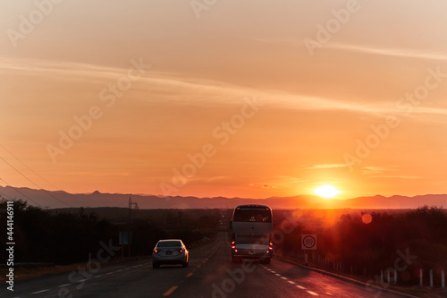 sunset on the road