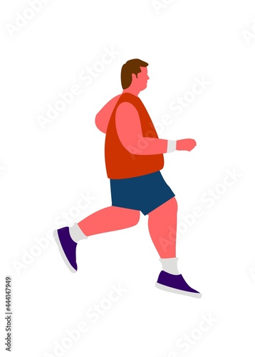 A fat man running. Simple flat illustration © supirloko89