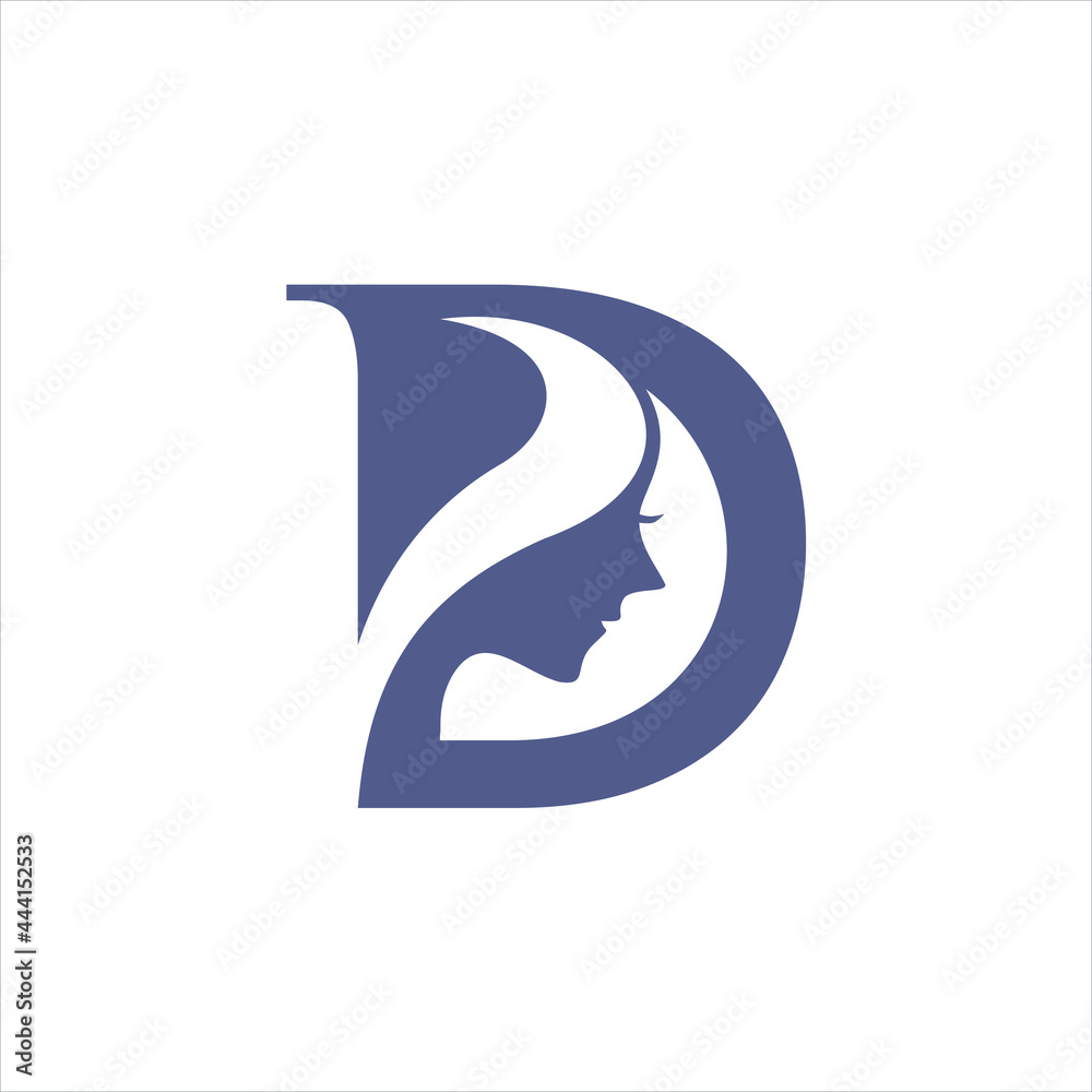 creative vector simple logo design d negative face creative vector simple logo design d negative face