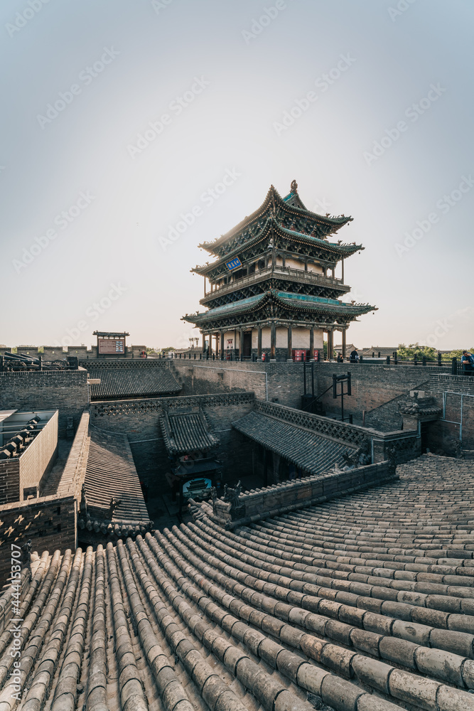 Naklejka premium City Wall of Pingyao Ancient City, A Traditional Chinese Old City in Shanxi