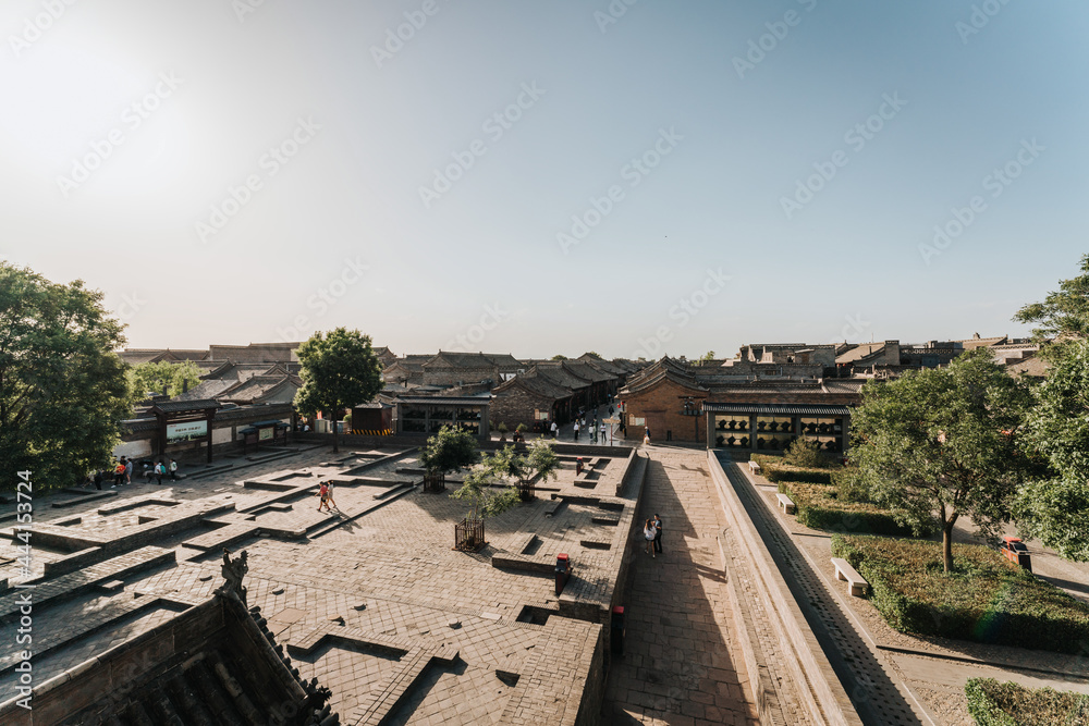 Aerial View of Pingyao Ancient City, A Traditional Chinese Old City in Shanxi