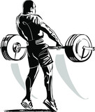 the vector sketch of the weightlifter is lifting weights