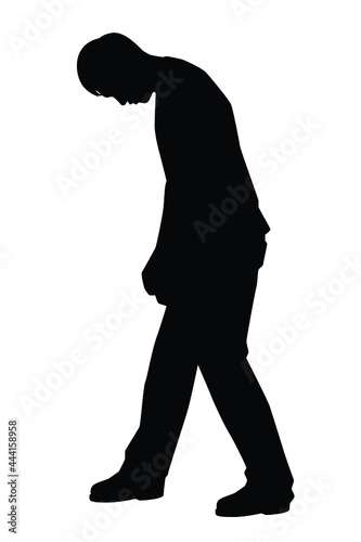 Sad man silhouette vector on white background