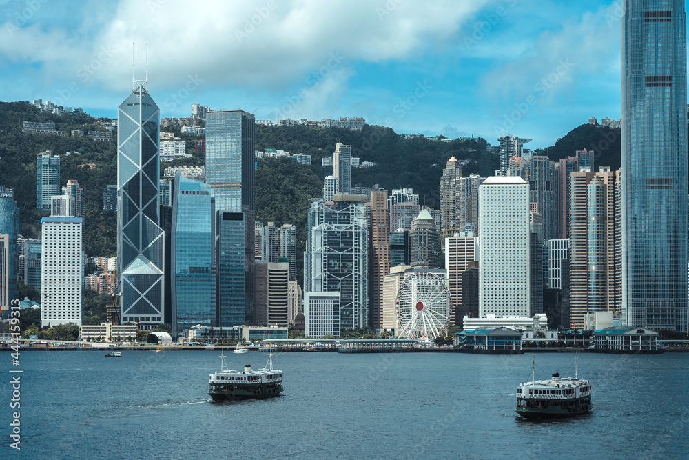 Fototapeta premium Panorama of Victoria Harbor of Hong Kong
