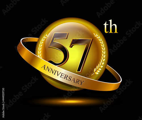 57 years birthday celebration logotype. 57th anniversary logo
