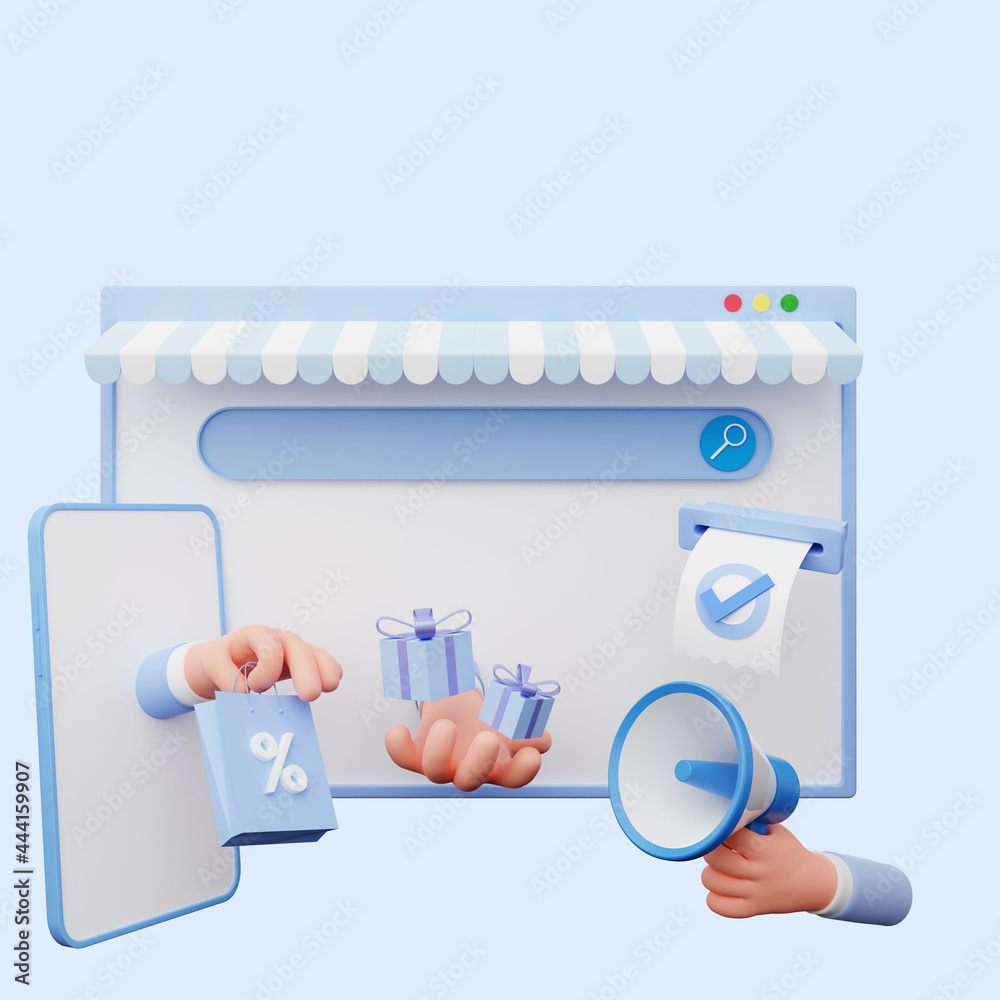3d illustration of web illustration online shop 3d illustration of web illustration online shop