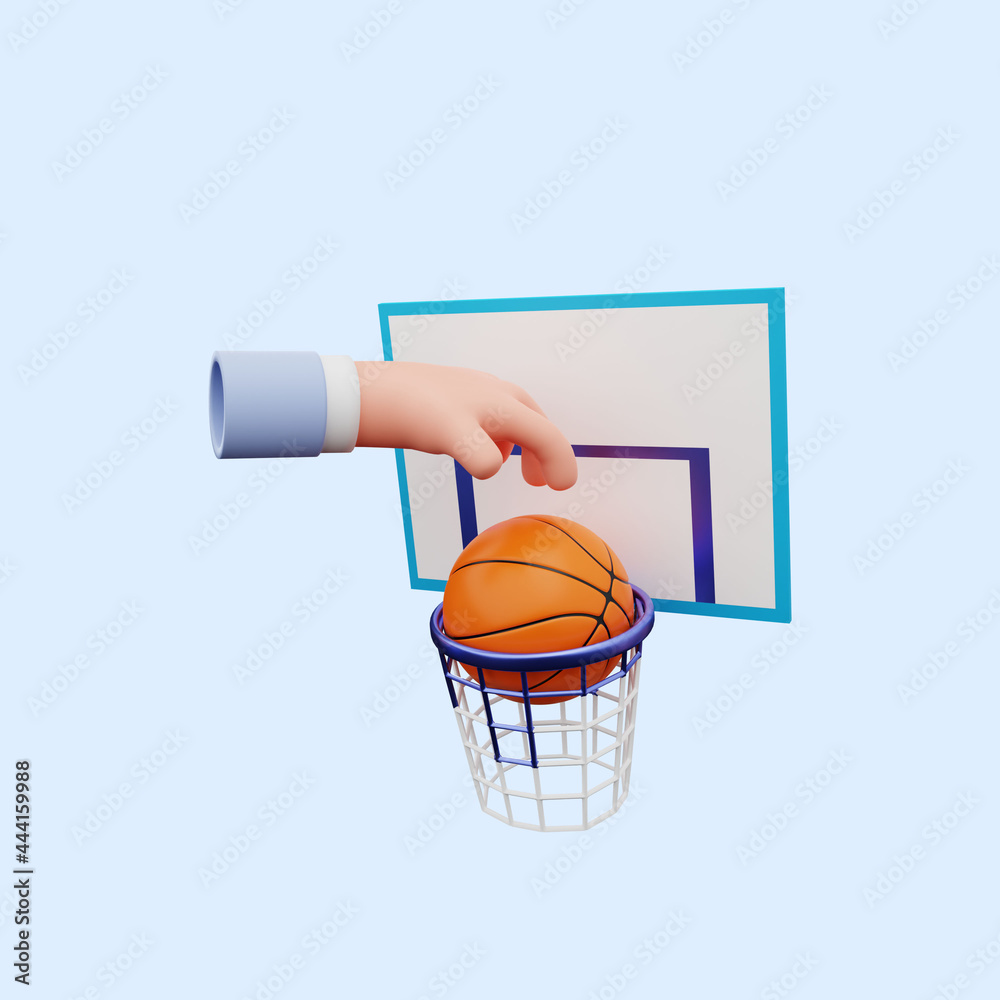 3d illustration of hand doing basketball ring