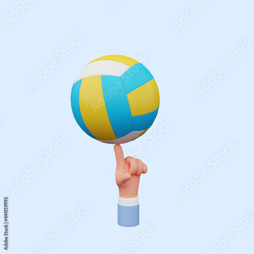 3d illustration of hand with volley ball