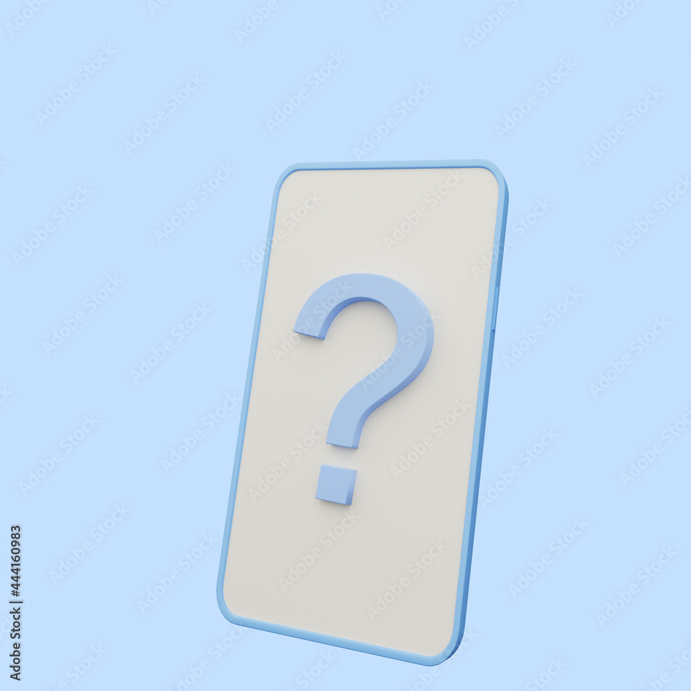3d illustration of question mark on smartphone 3d illustration of question mark on smartphone
