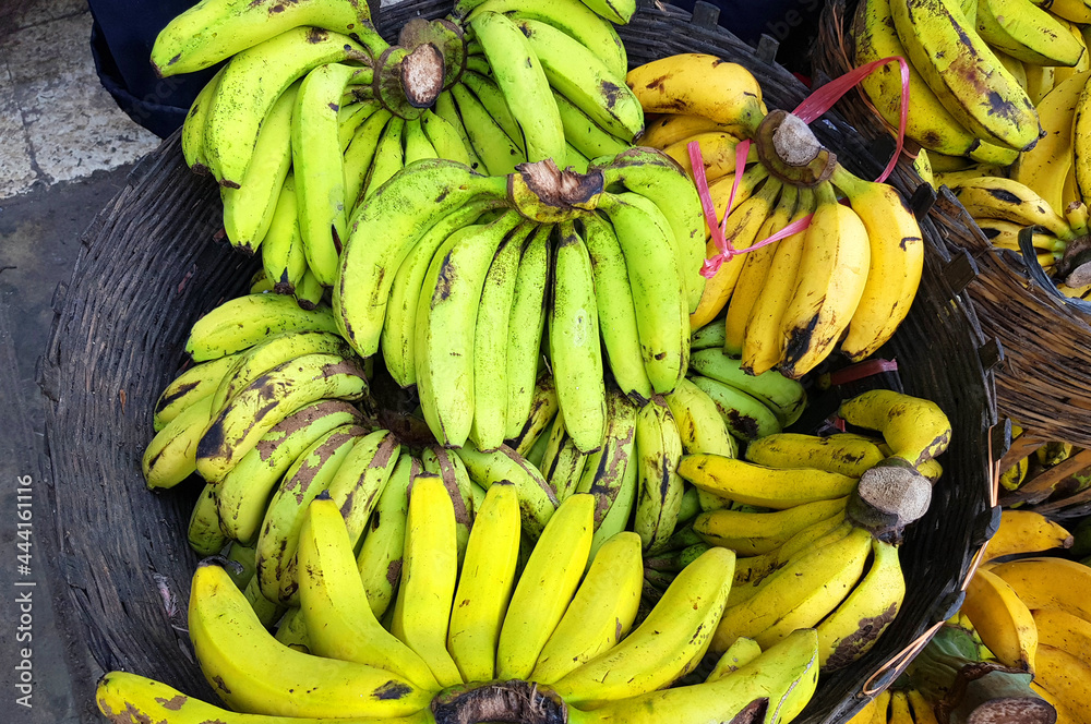 Malang, Indonesia - July 1, 2021 : Lot's of banana in traditional market