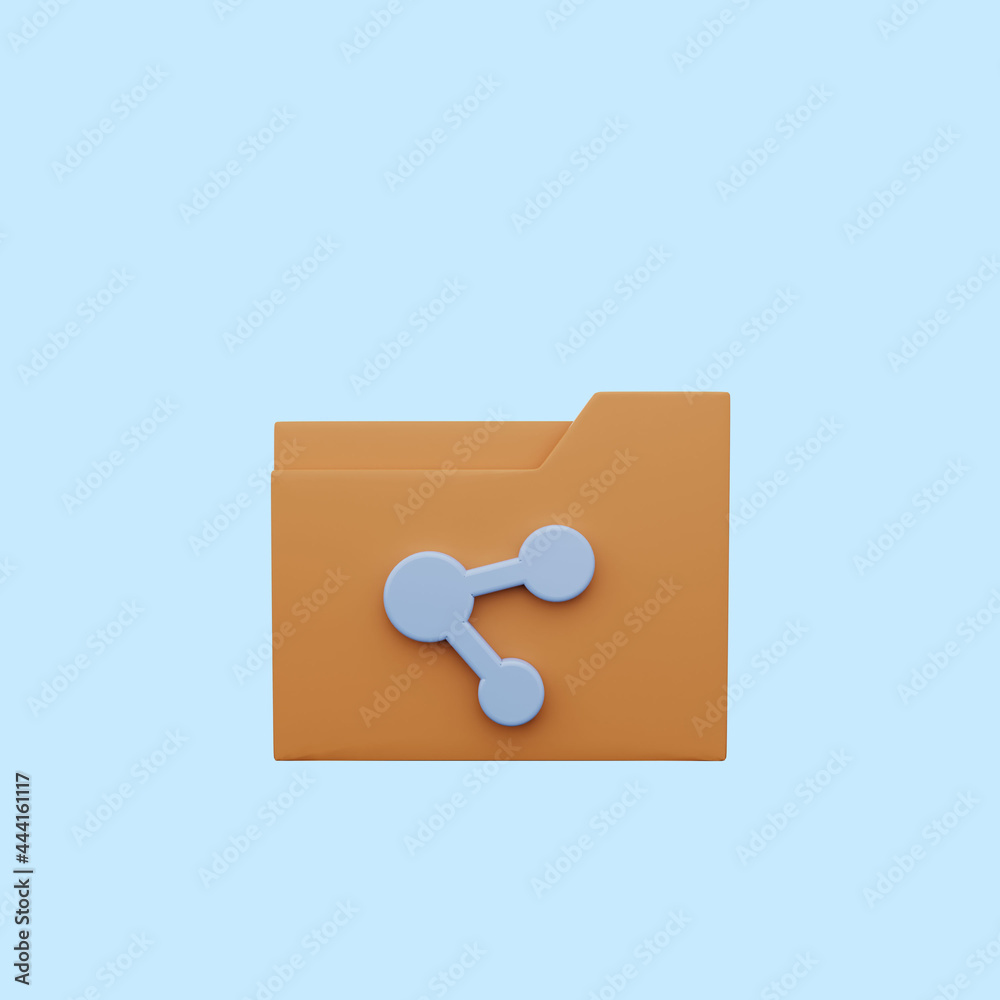 3d illustration of folder with share icon 3d illustration of folder with share icon