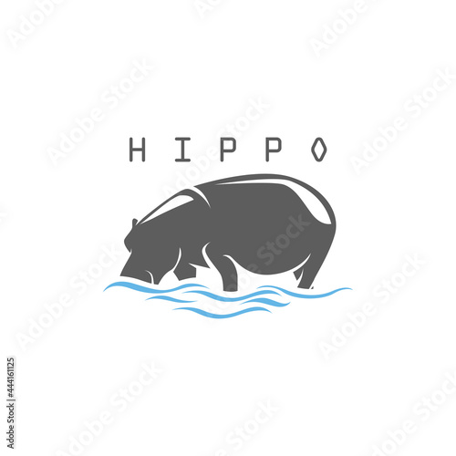 Big Hippopotamus Logo Design Vector