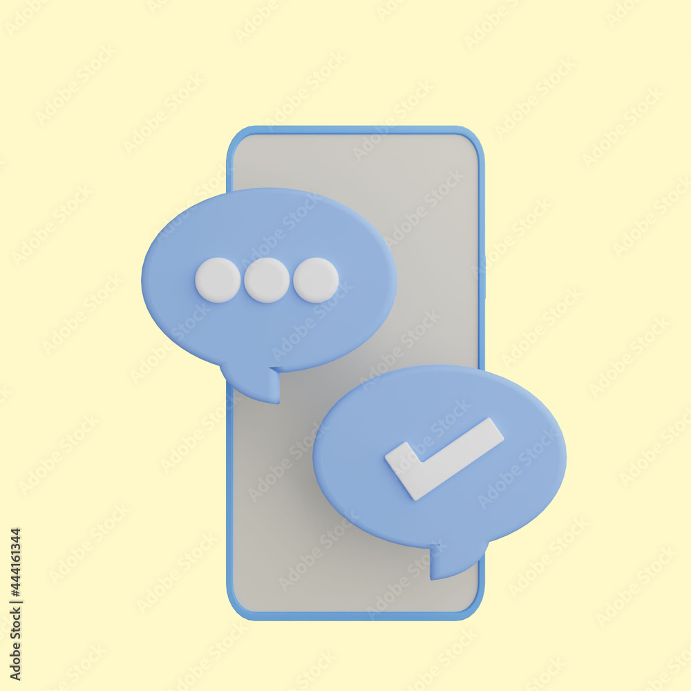 3d illustration of smartphone with chat icon 3d illustration of smartphone with chat icon