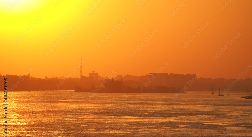 Beautiful sunset on the Nile. Cairo. Egypt.
