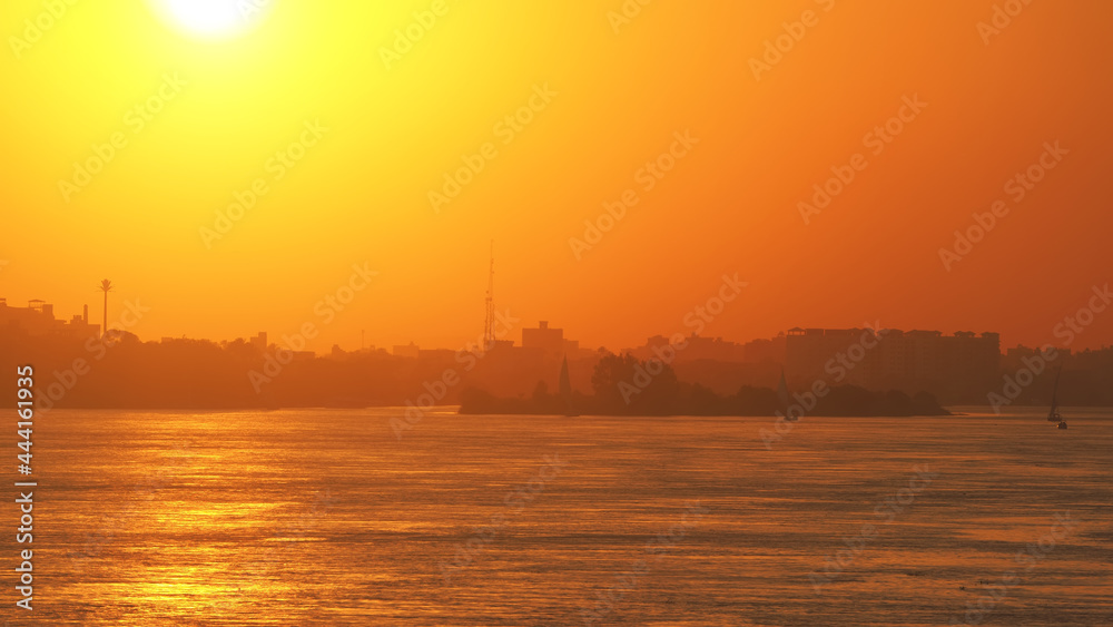 Beautiful sunset on the Nile. Cairo. Egypt.