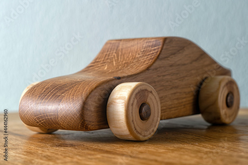 Toy car made of oak wood