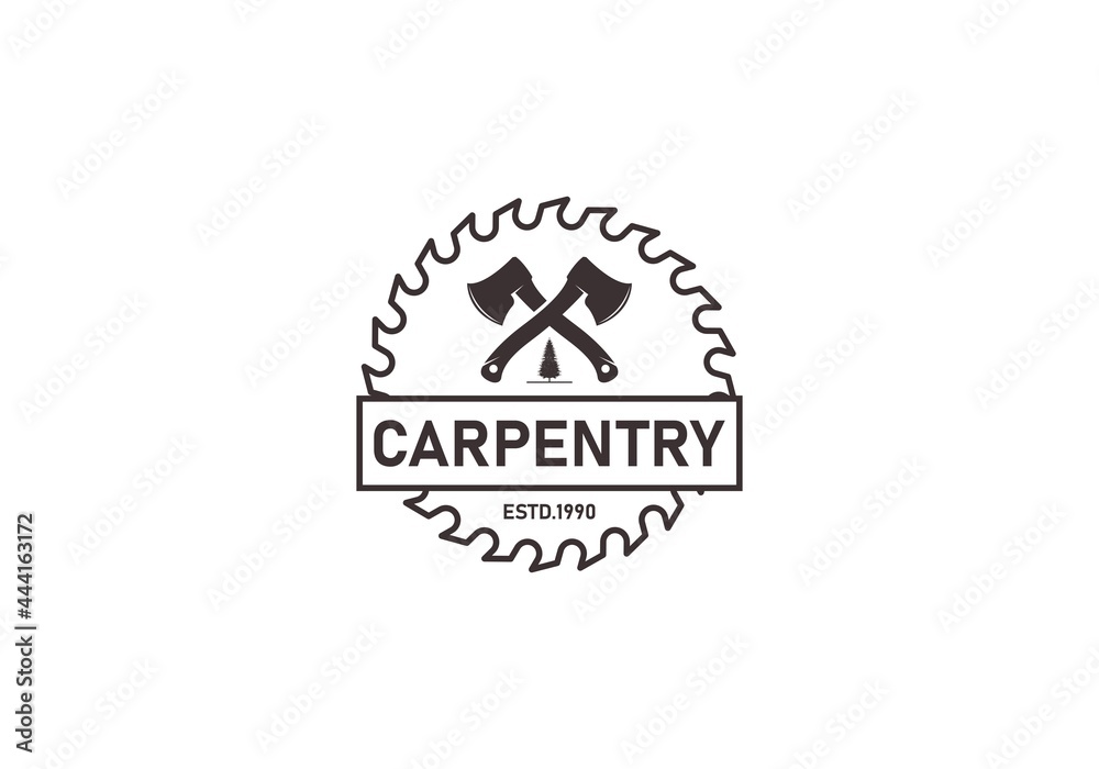 woodworking logo template in white background woodworking logo template in white background