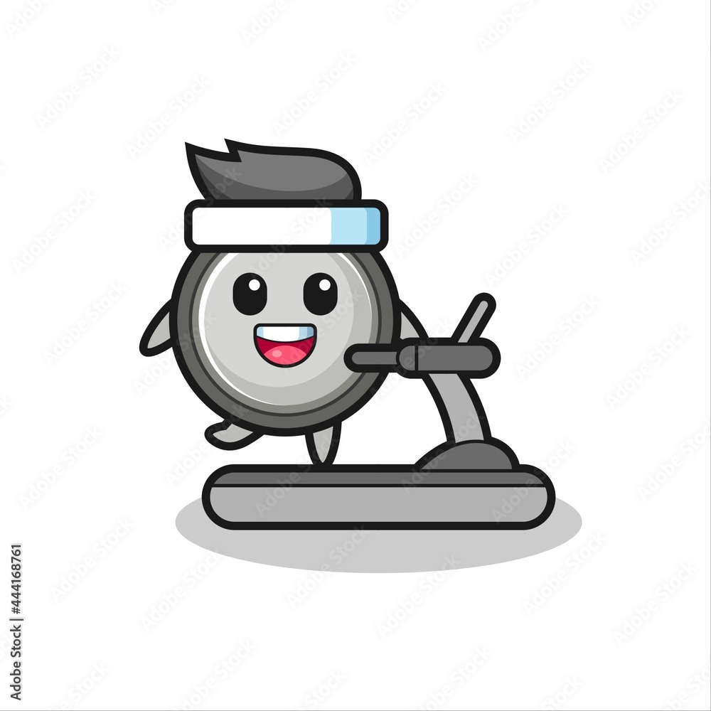 button cell cartoon character walking on the treadmill button cell cartoon character walking on the treadmill