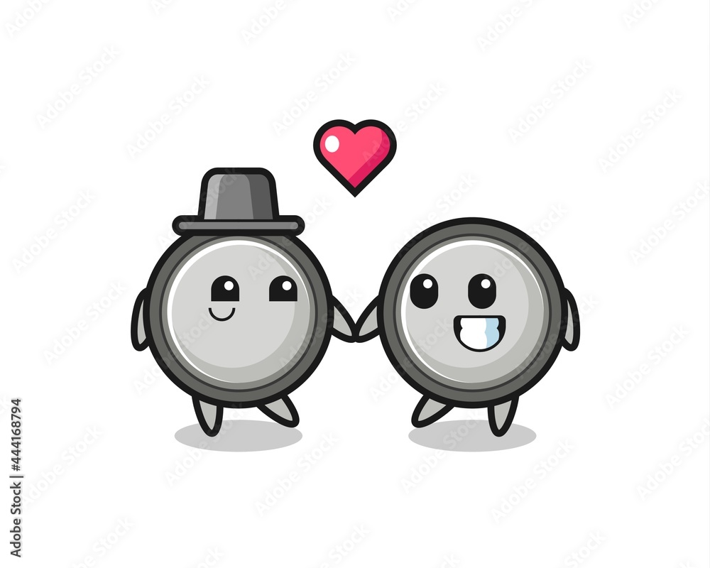button cell cartoon character couple with fall in love gesture button cell cartoon character couple with fall in love gesture