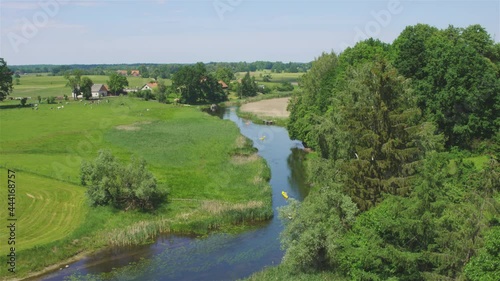 Aerial view of canal Elblaski in Polish region Masuria photo