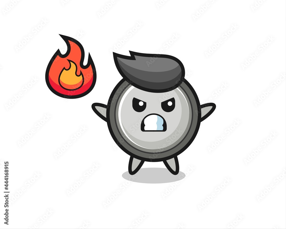Fototapeta premium button cell character cartoon with angry gesture