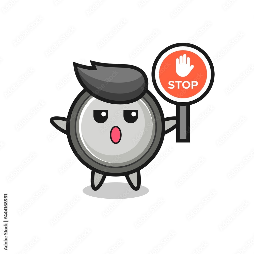button cell character illustration holding a stop sign button cell character illustration holding a stop sign