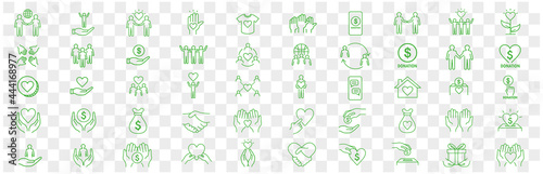 Volunteering icons set. Outline set of volunteering vector icons for web design isolated on white background
