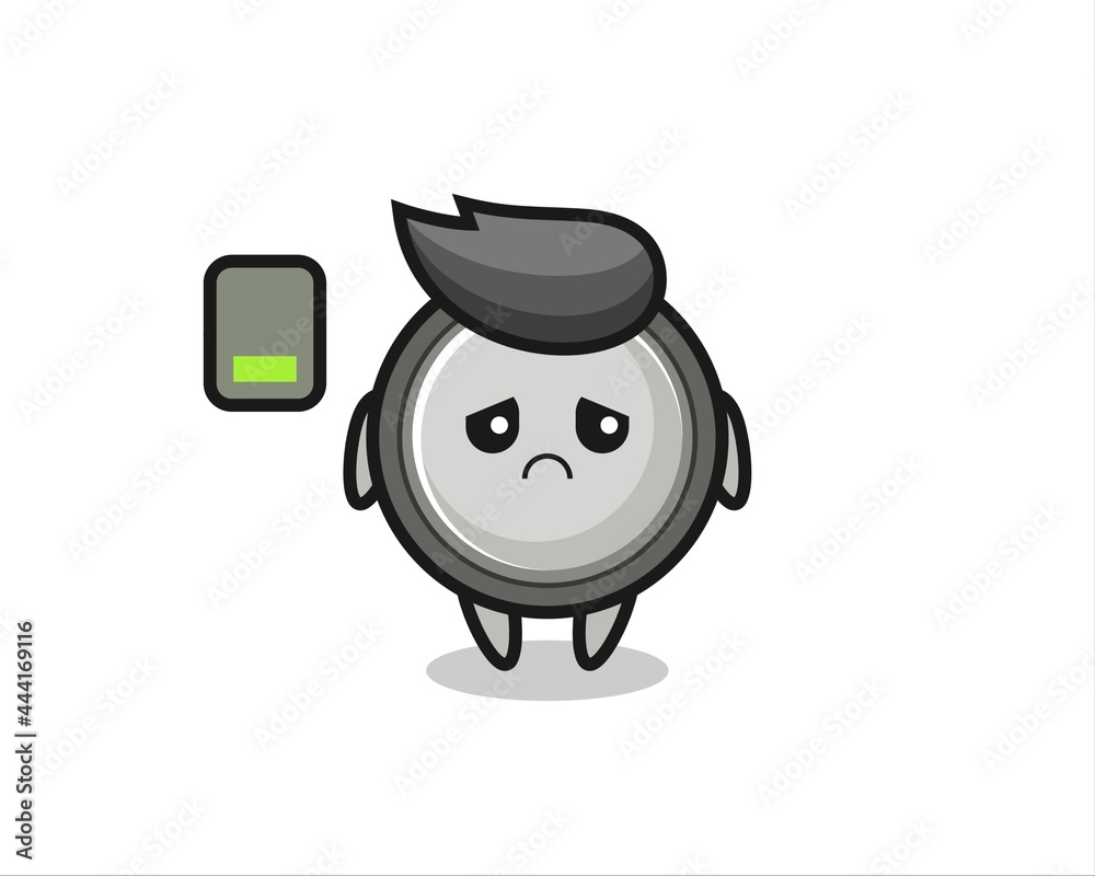 button cell mascot character doing a tired gesture button cell mascot character doing a tired gesture