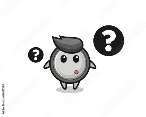 Cartoon Illustration of button cell with the question mark