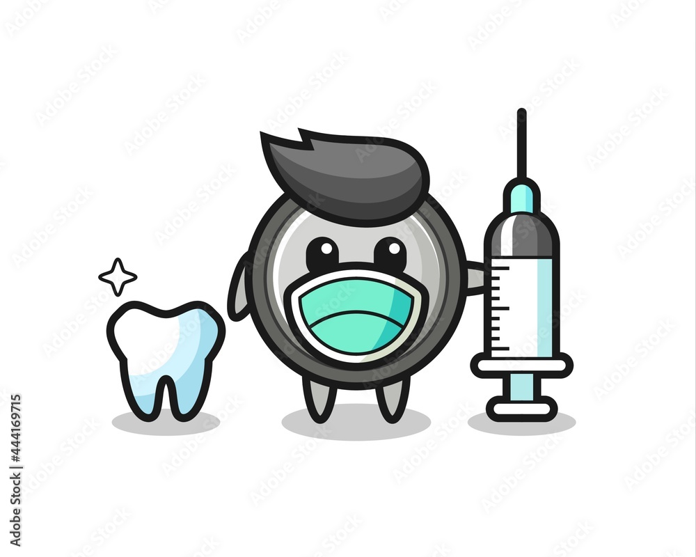 Mascot character of button cell as a dentist Mascot character of button cell as a dentist