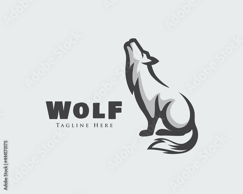 sitting wolf howling drawing art logo design illustration inspiration