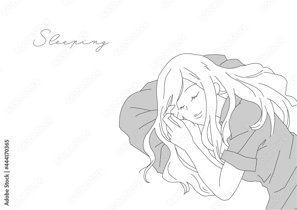 シンプルな線画女性の睡眠中イラスト Stock Vector Adobe Stock シンプルな線画女性の睡眠中イラスト Stock Vector Adobe Stock