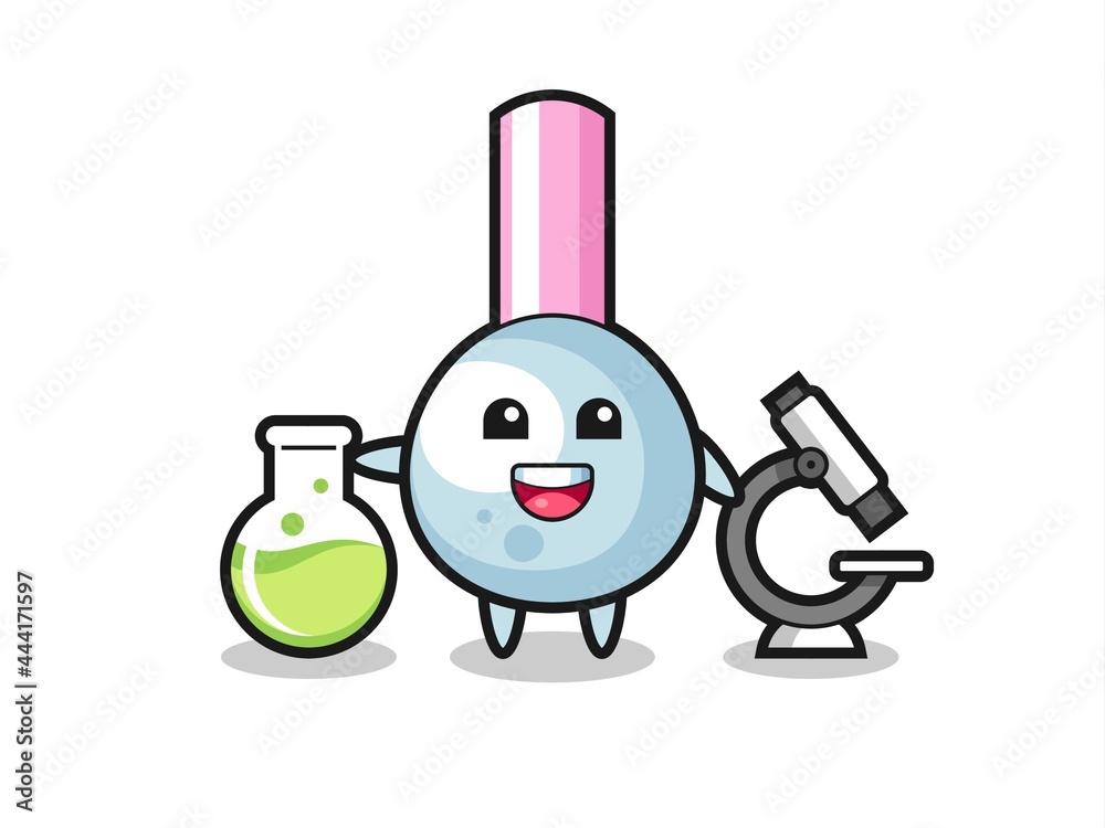 Mascot character of cotton bud as a scientist