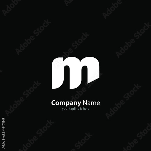 Simple Modern logo of letter M with black background