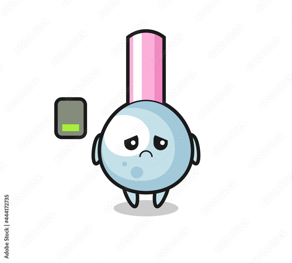 cotton bud mascot character doing a tired gesture
