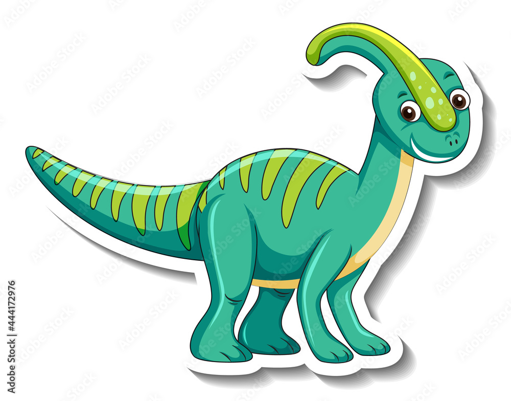 Naklejka premium A sticker template with cute dinosaur cartoon character isolated