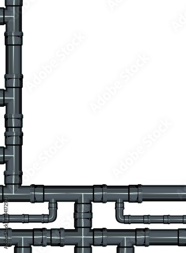 Sewerage. Water fittings. Pipeline for various purposes. Illustration frame isolated on background vector