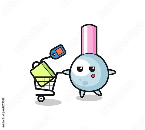 cotton bud illustration cartoon with a shopping cart