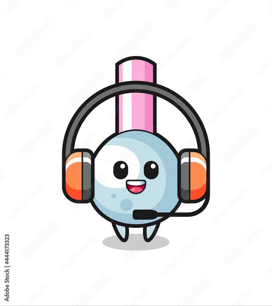 Cartoon mascot of cotton bud as a customer service Cartoon mascot of cotton bud as a customer service