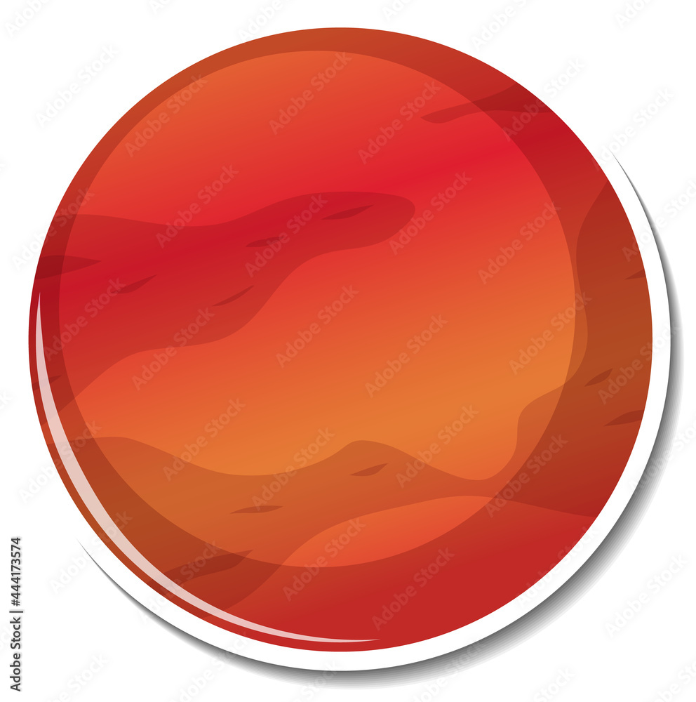 Sticker template with Mars planet isolated Sticker template with Mars planet isolated