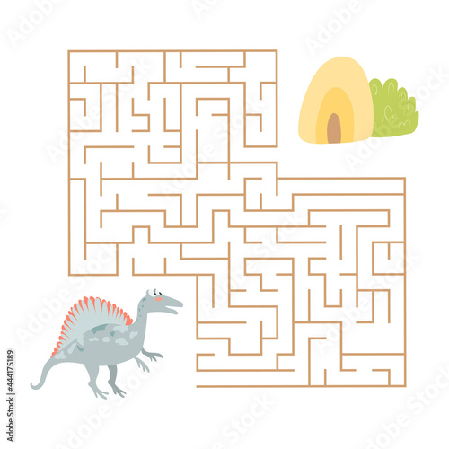 Cute cartoon dinosaur maze game. Labyrinth. Funny game for children education. Vector illustration
