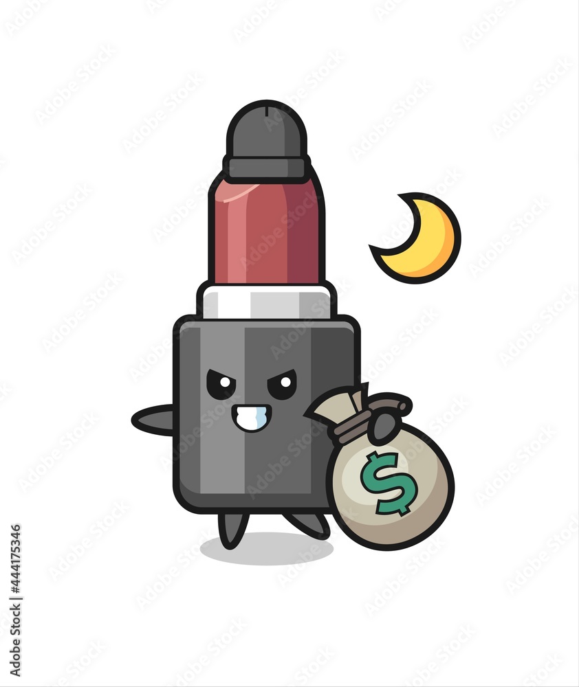 Illustration of lipstick cartoon is stolen the money Illustration of lipstick cartoon is stolen the money