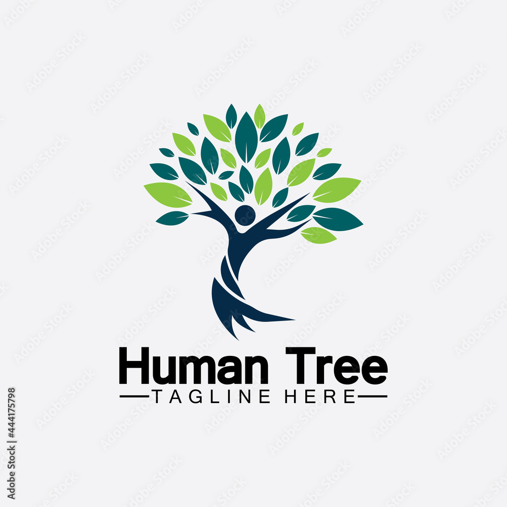 Obraz premium People Tree Vector Logo Template illustration design