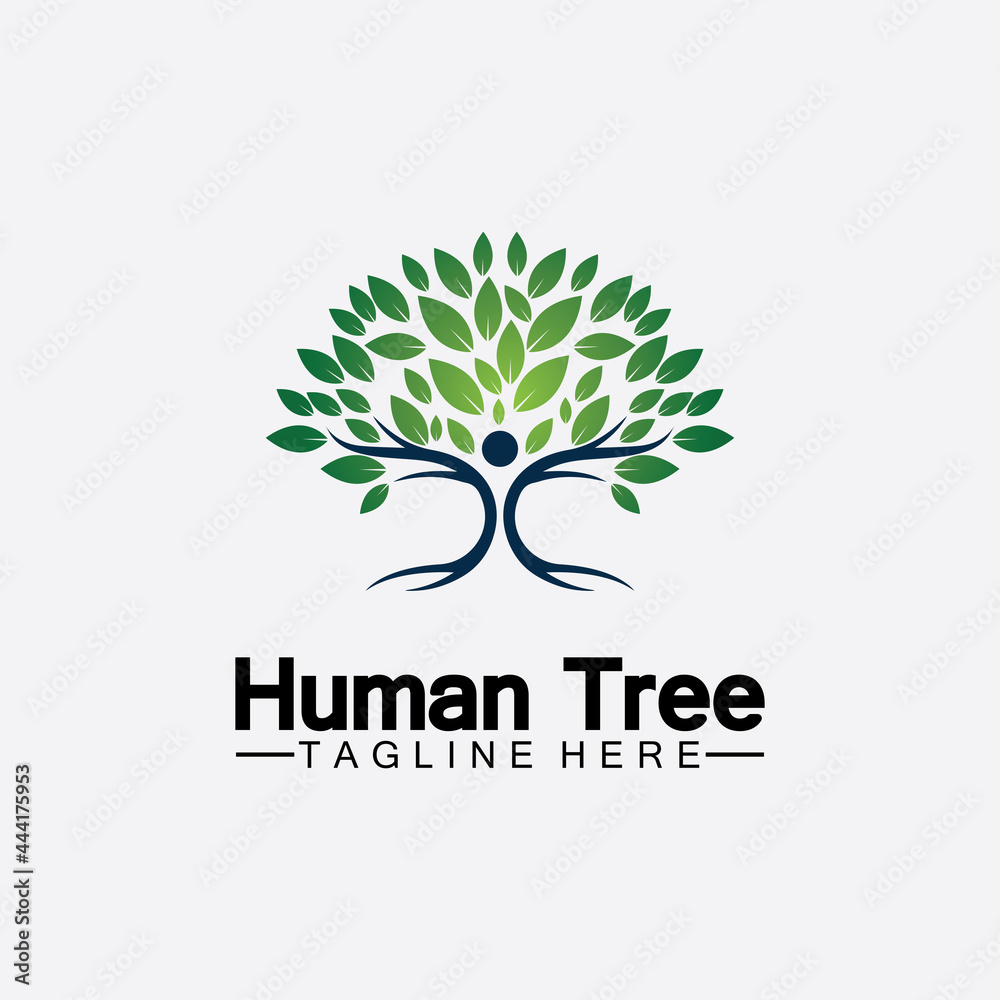 Obraz premium People Tree Vector Logo Template illustration design