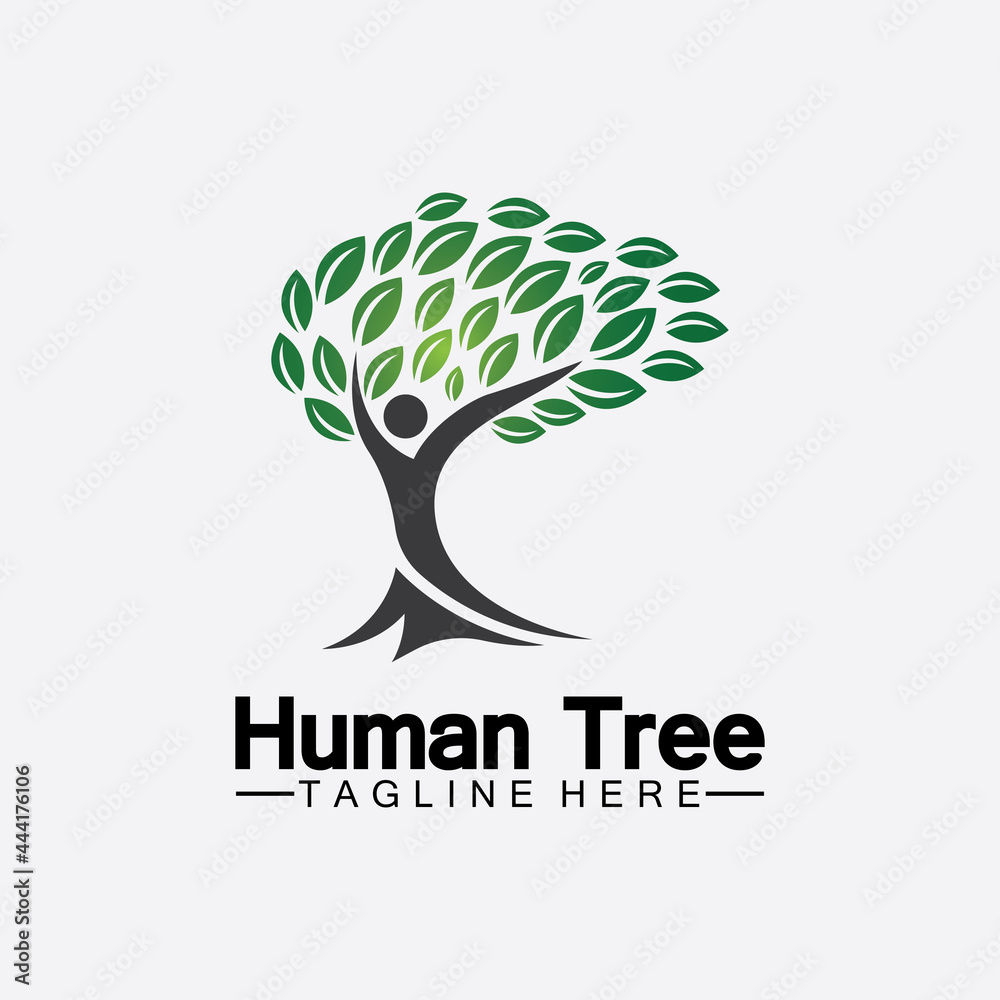 Obraz premium People Tree Vector Logo Template illustration design