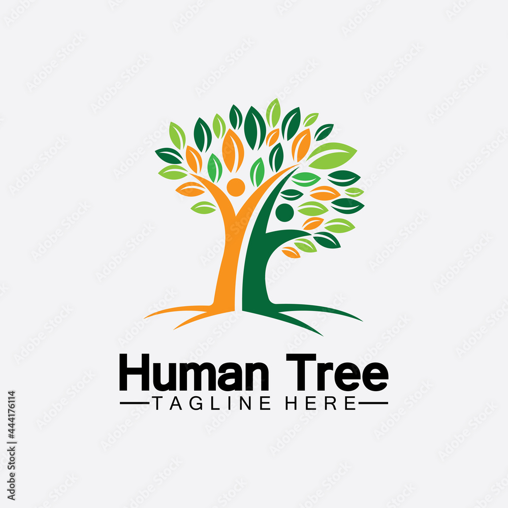 Obraz premium People Tree Vector Logo Template illustration design