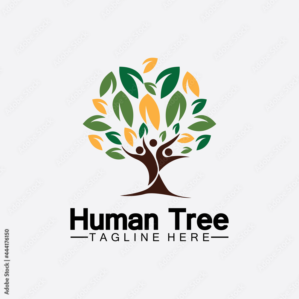 Fototapeta premium People Tree Vector Logo Template illustration design