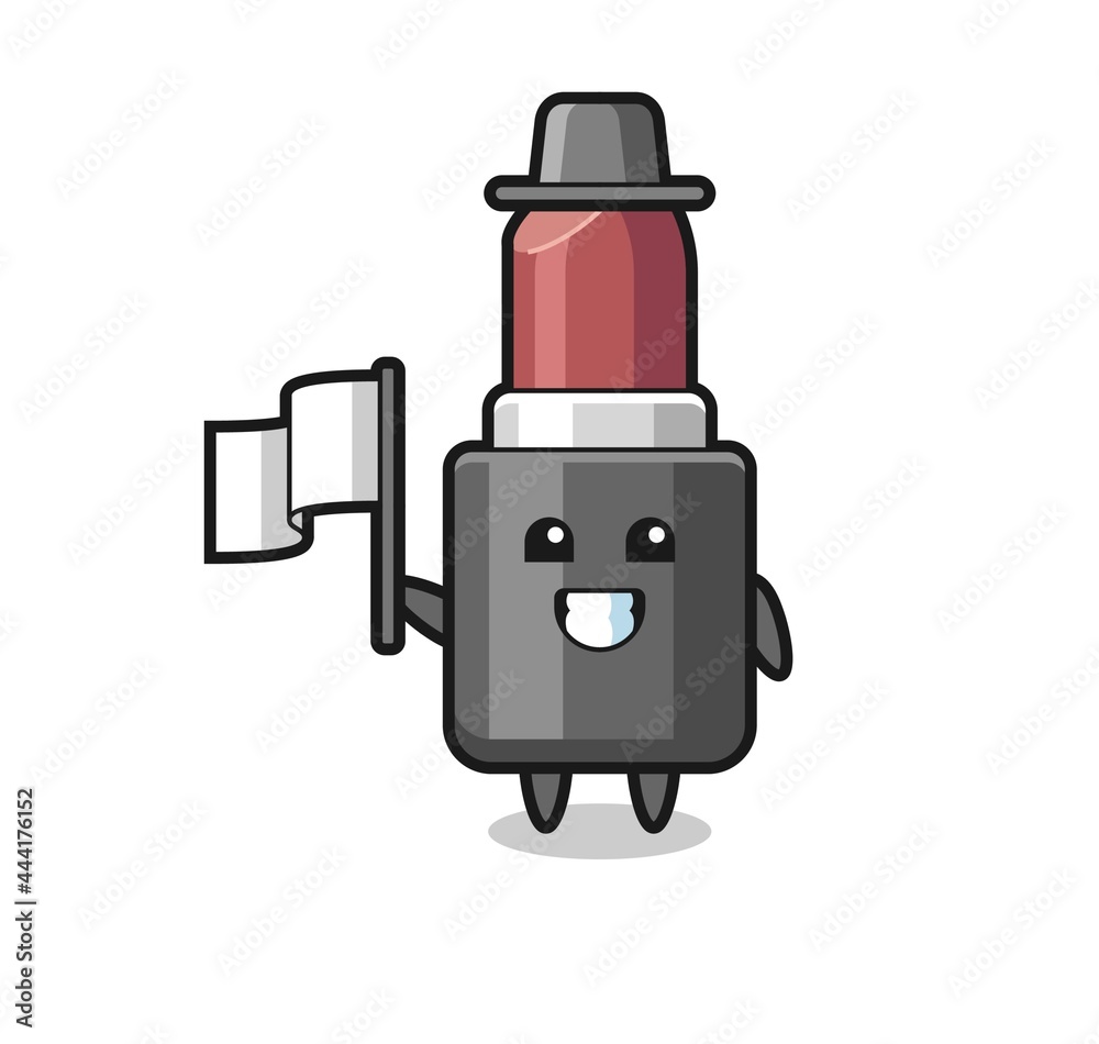 Cartoon character of lipstick holding a flag Cartoon character of lipstick holding a flag